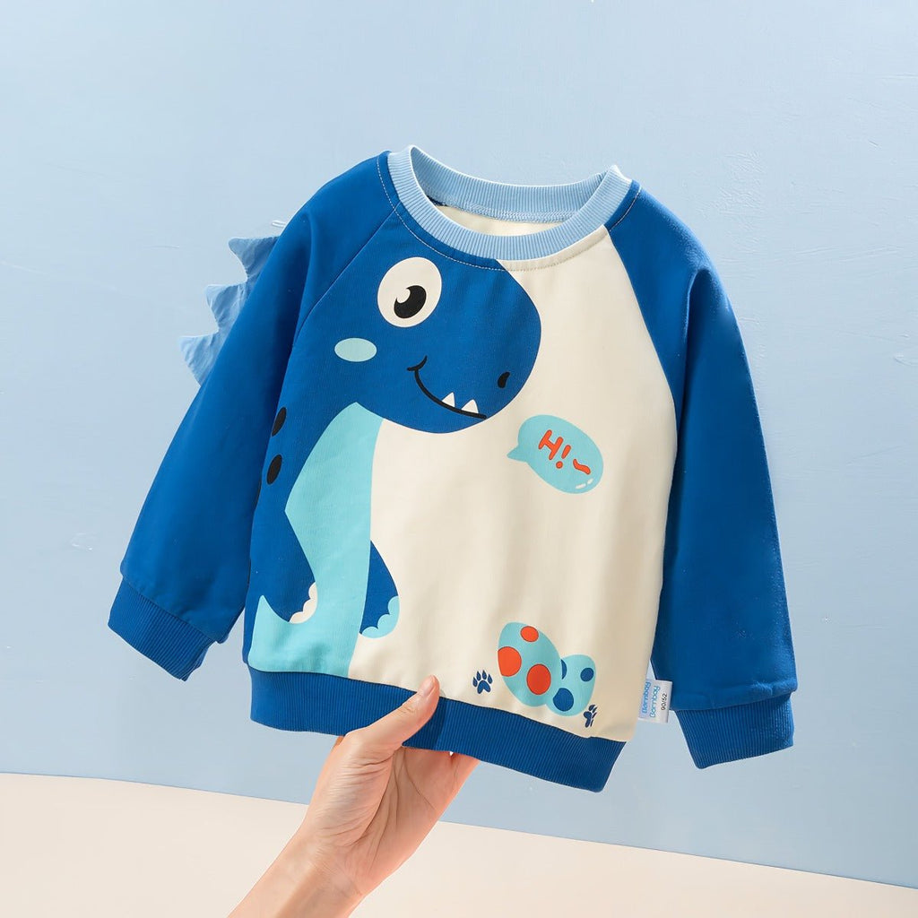 Blå dinosaur sweatshirt/trøje til drenge(1 - 8år) - Lilla Villa