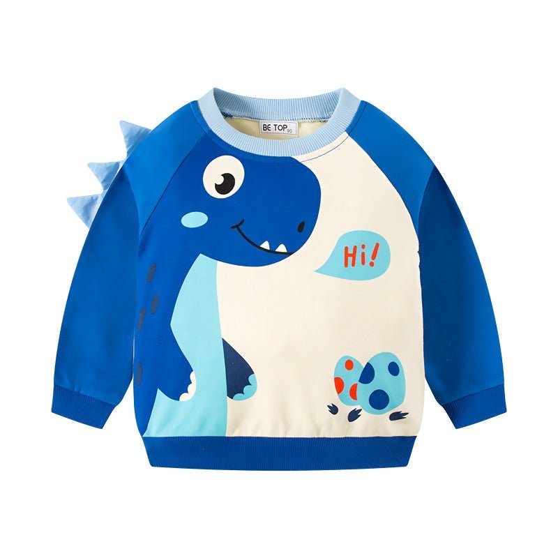 Blå dinosaur sweatshirt/trøje til drenge(1 - 8år) - Lilla Villa