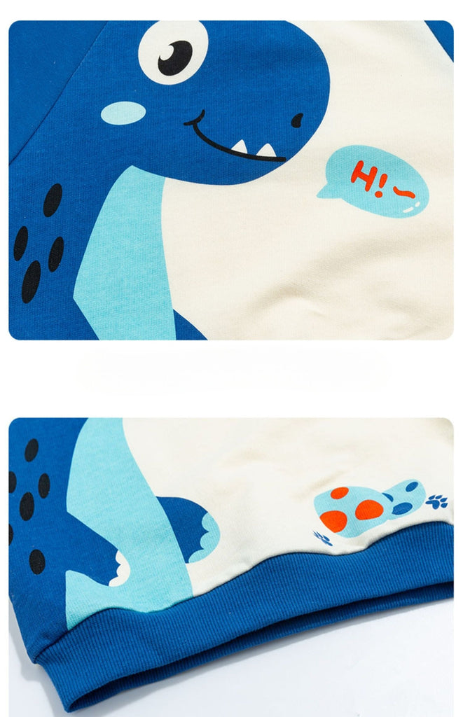 Blå dinosaur sweatshirt/trøje til drenge(1 - 8år) - Lilla Villa