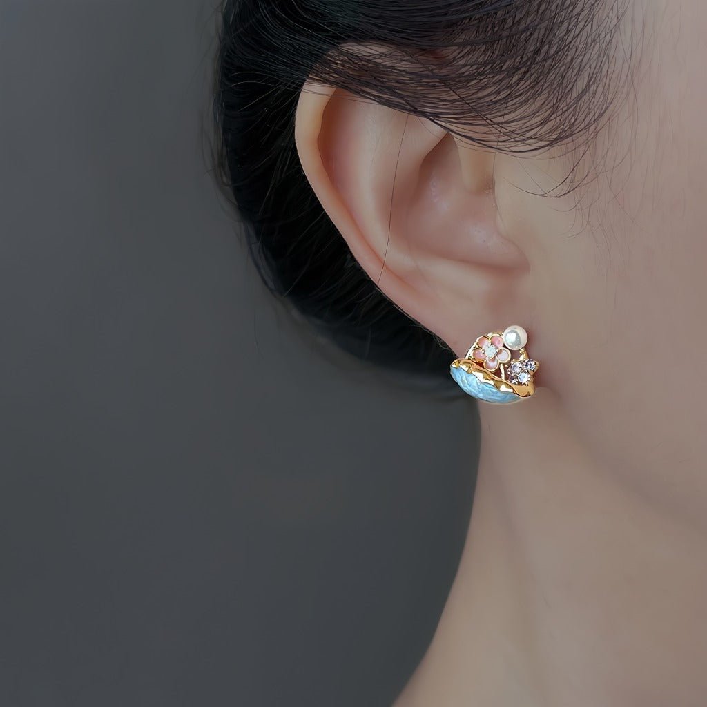 Blomsterkurv Øreringe – Elegant 14K Forgyldt Design & 925 Sølv Nål - Lilla Villa