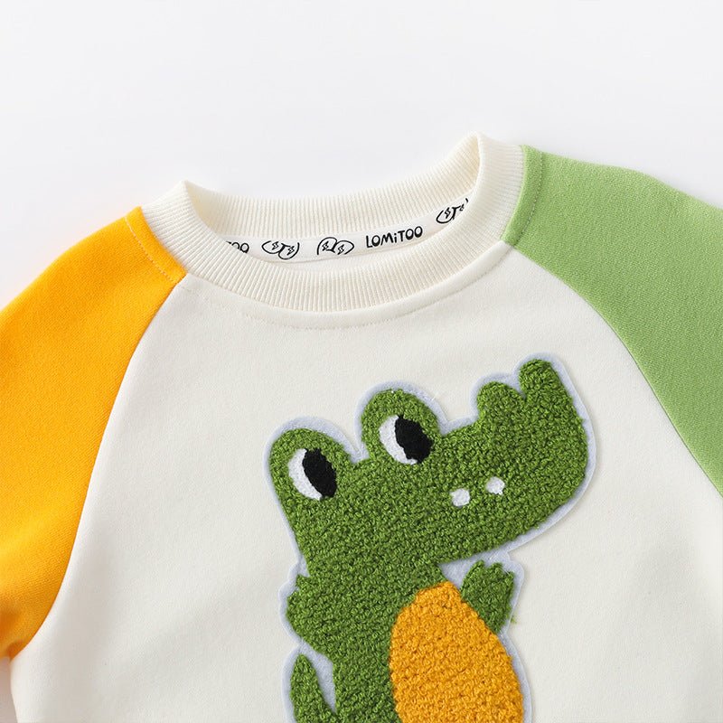 Børnetrøje/sweatshirt med krokodille design - Lilla Villa