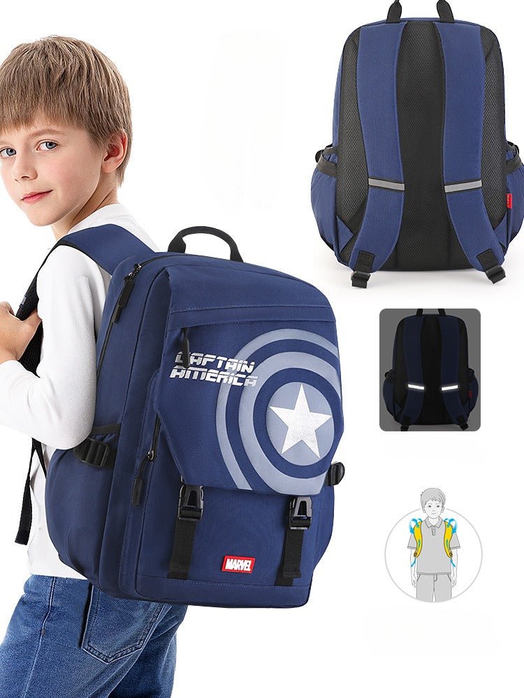 Captain america reflekterende skoletaske børnerygsæk med stor kapacitet 28L(46cm x 33cm x 19cm) - Lilla Villa
