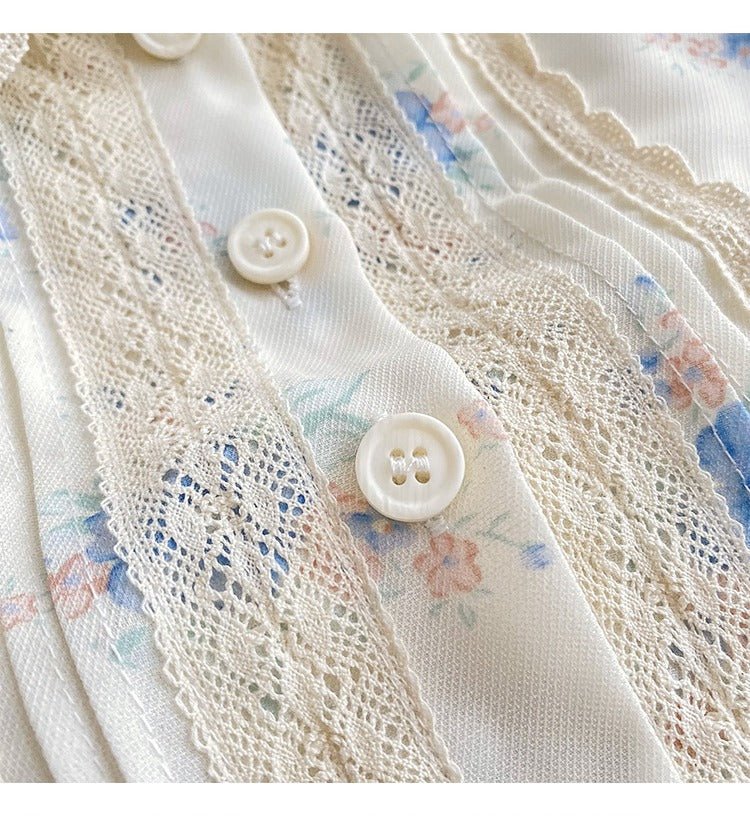 Chiffon kortærmet blomsterprint kjole til piger(6 - 14 år) - Lilla Villa