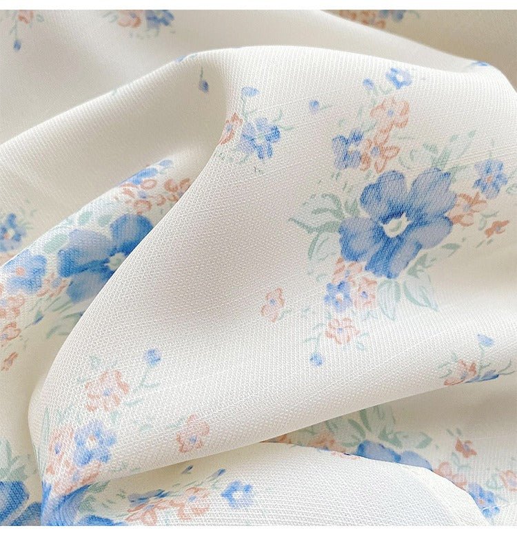 Chiffon kortærmet blomsterprint kjole til piger(6 - 14 år) - Lilla Villa