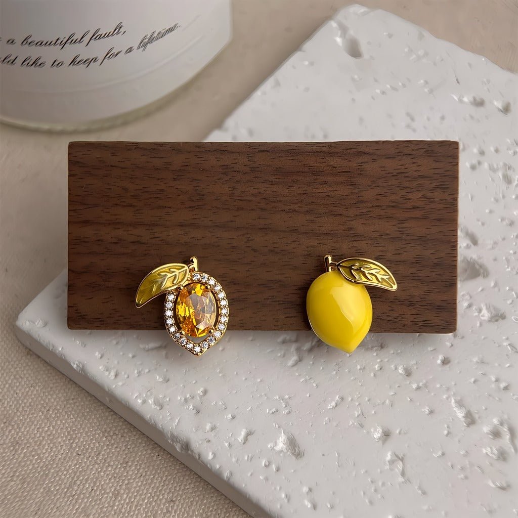 Citron og Blad Øreringe – 14K Forgyldt & S925 Sølvnål - Lilla Villa