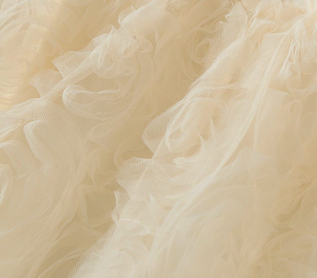 Elegant ivory blomsterkjole/body til baby med lange ærmer (0 - 18 mdr.) - Lilla Villa