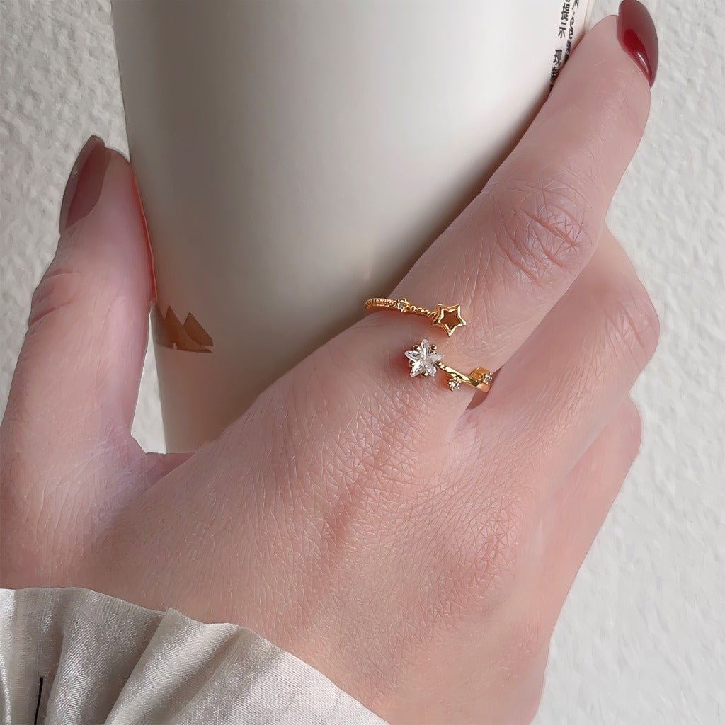 Elegant Justerbar 18K Forgyldt med Zirkonia Stjernedesign - Lilla Villa