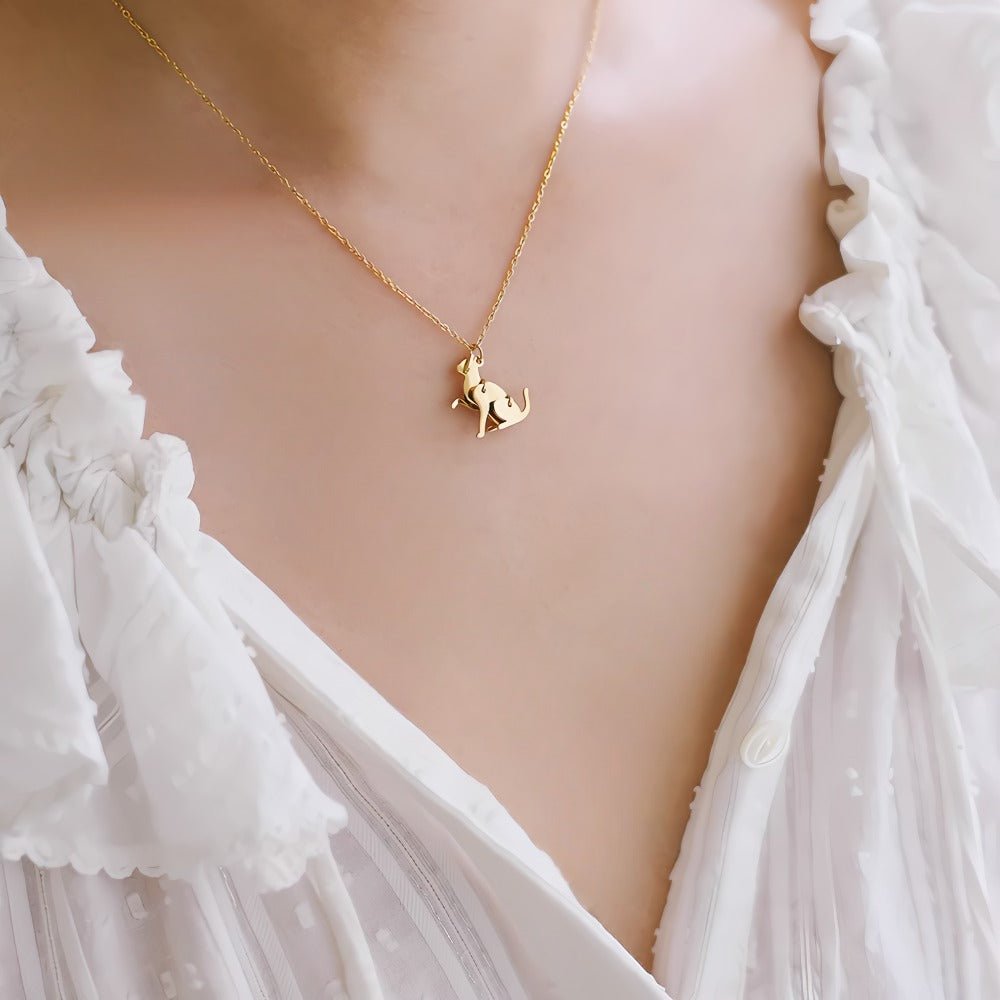 Elegant Kat Pendant Halskæde i Titaniumstål - Perfekt til Katteelskere - Lilla Villa