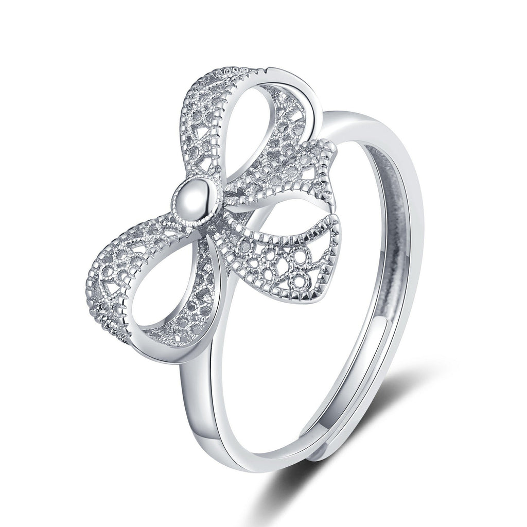 Elegant Sløjfe Ring i 925 Sterling Sølv – Justerbar og Unik Design - Lilla Villa