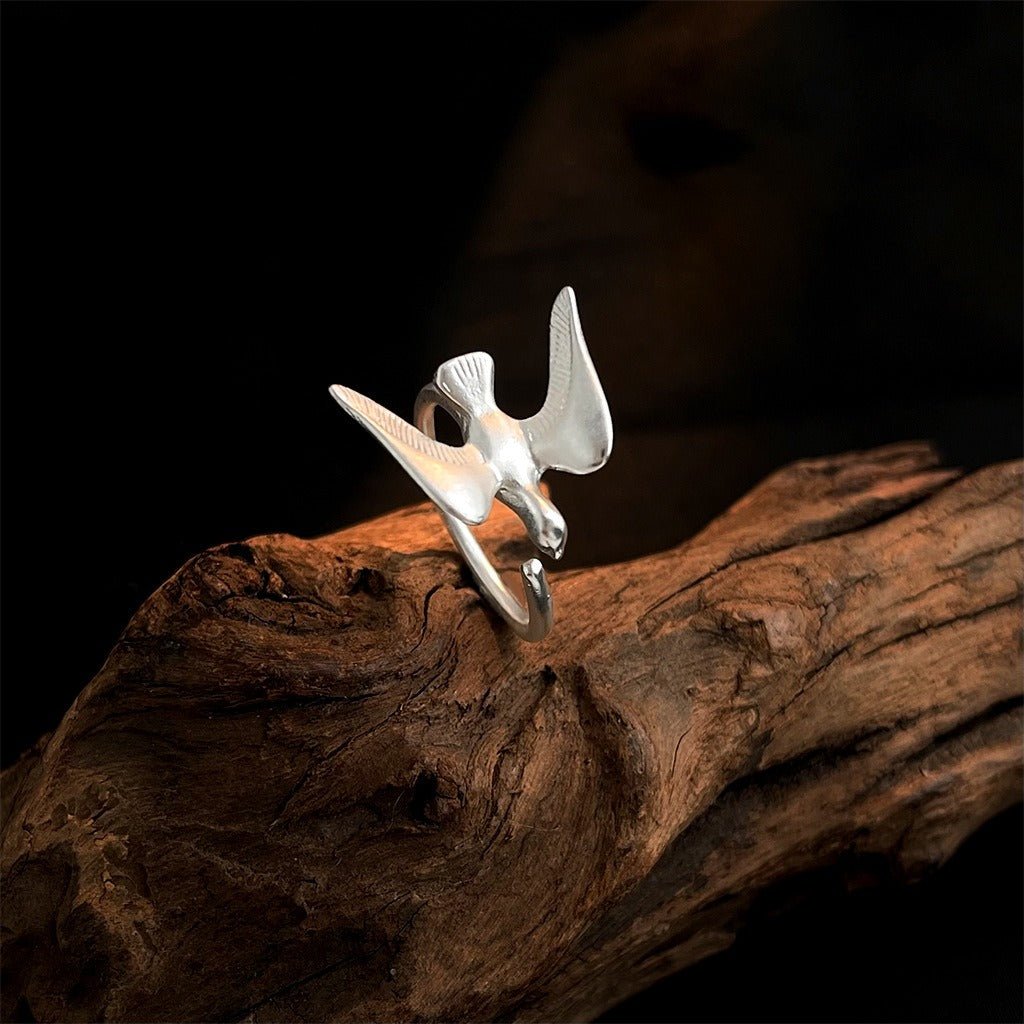 Flyvende Svale Ring – Justerbar & Forgyldt med S925 Sterling Sølv - Lilla Villa