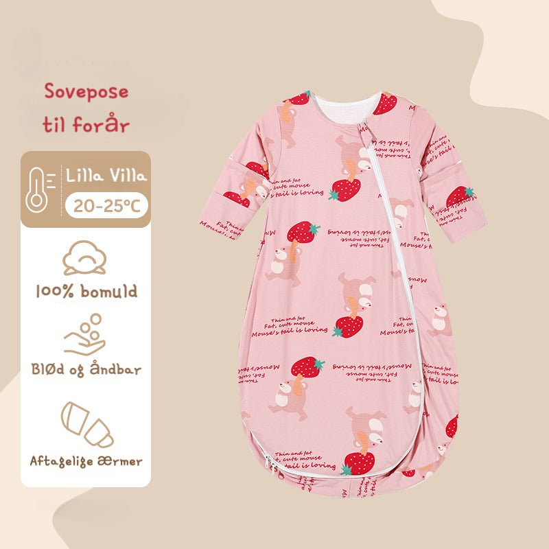 Baby sovepose til forår med aftagelige ærmer-jordbær