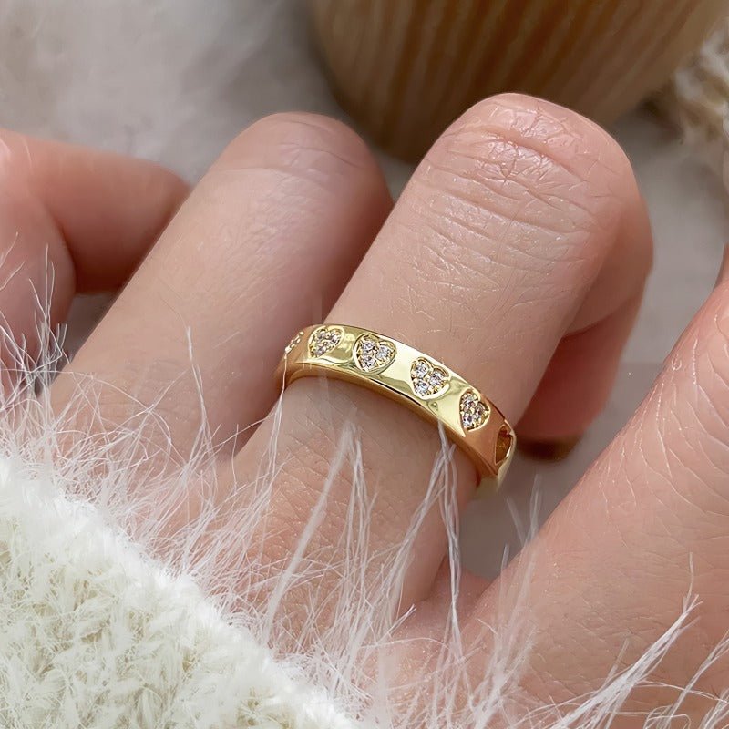 Forgyldt 14K Åben Ring med Micro‑Zirkonia – Elegant og Justerbar - Lilla Villa