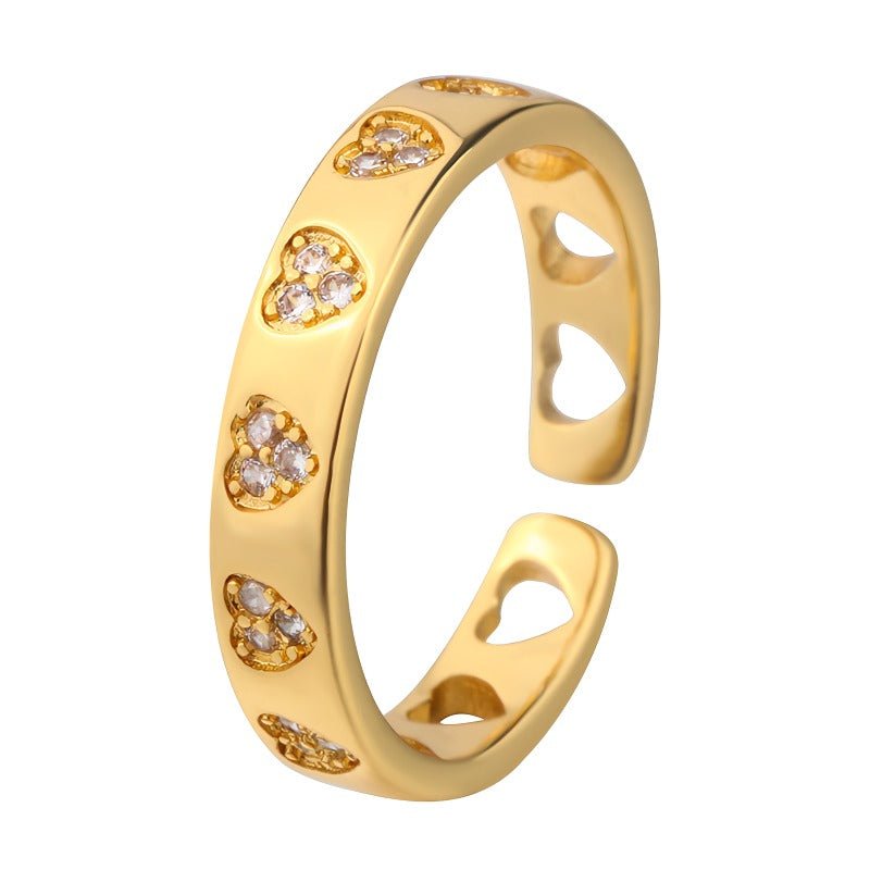 Forgyldt 14K Åben Ring med Micro‑Zirkonia – Elegant og Justerbar - Lilla Villa