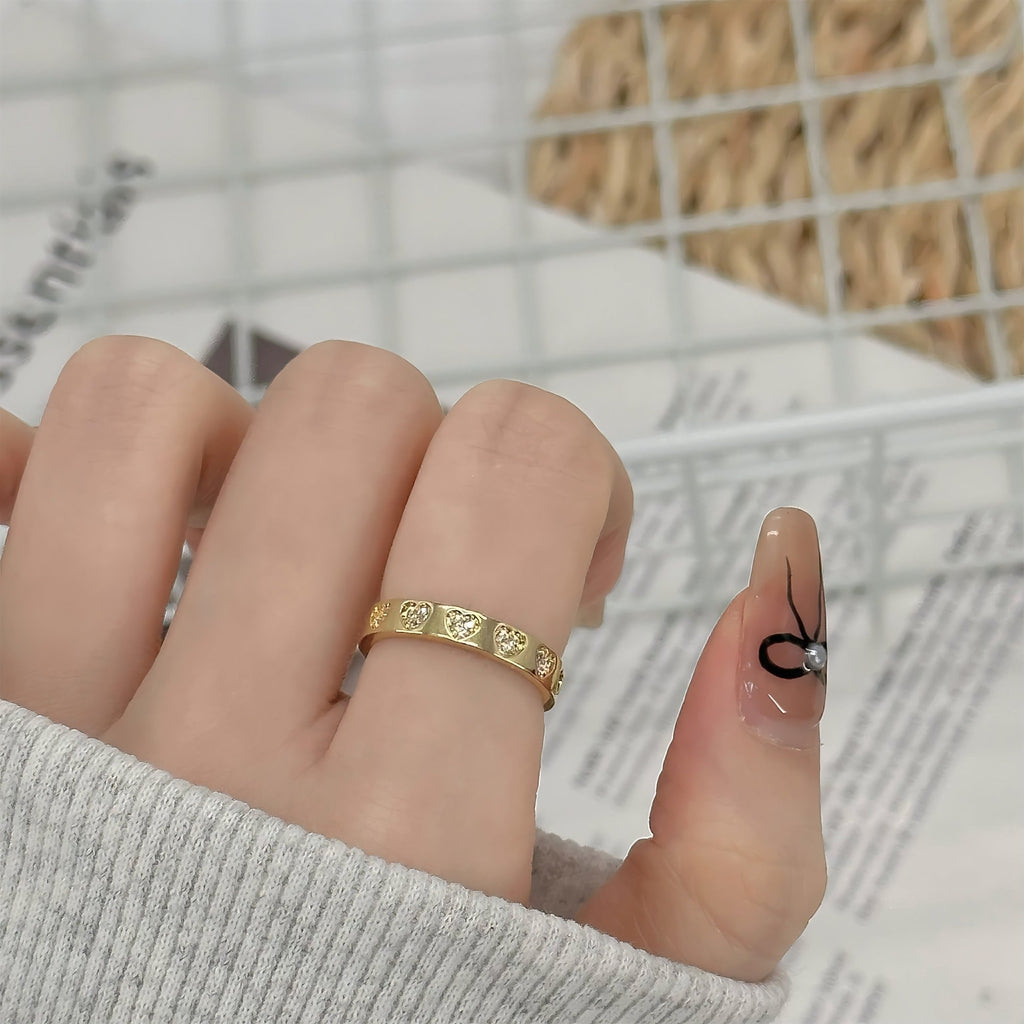 Forgyldt 14K Åben Ring med Micro‑Zirkonia – Elegant og Justerbar - Lilla Villa