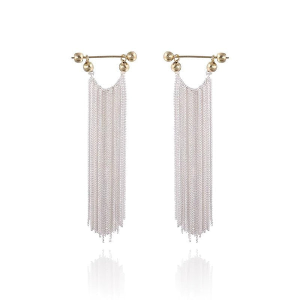 Forgyldt lange fringed vandfald sølv øreringe - Lilla Villa