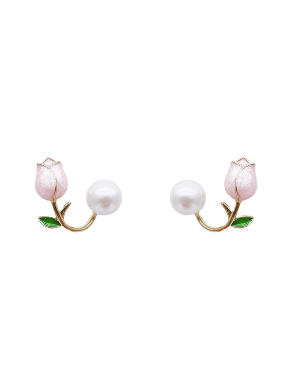 14k guldbelagt 925 sølvnåle tulipaner to-bærer-stil øreringe