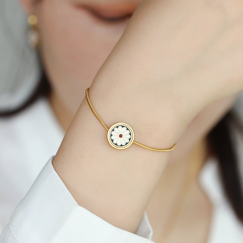 Fransk 18k guldbelagt vintage tusindfryd armbånd - Lilla Villa