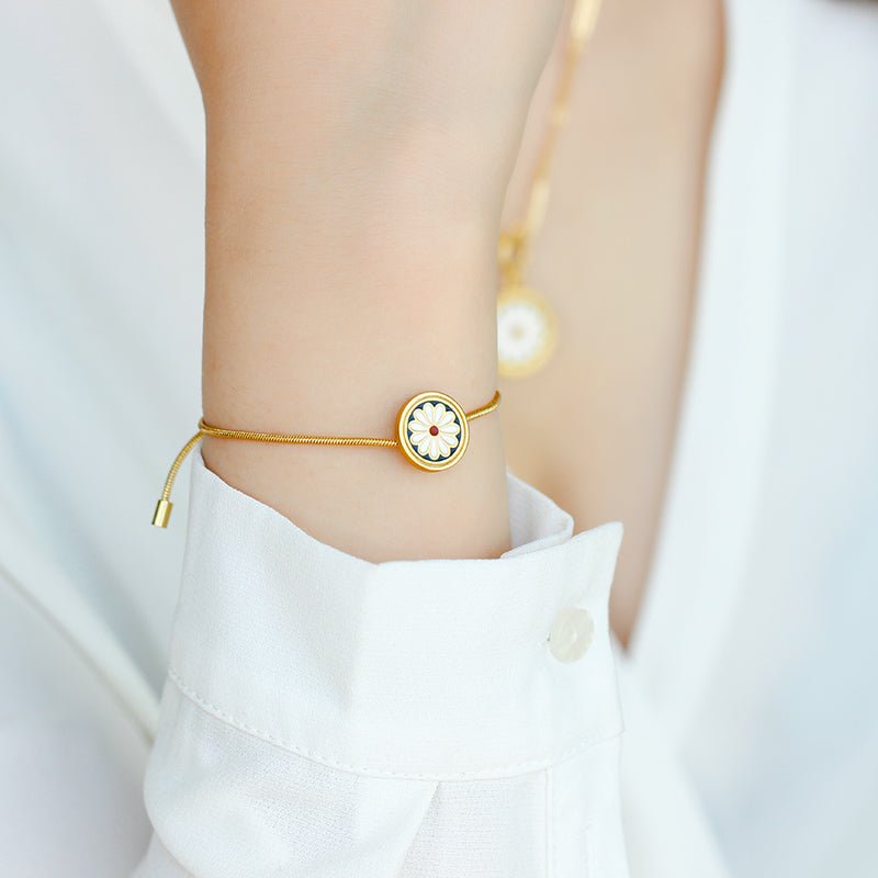 Fransk 18k guldbelagt vintage tusindfryd armbånd - Lilla Villa