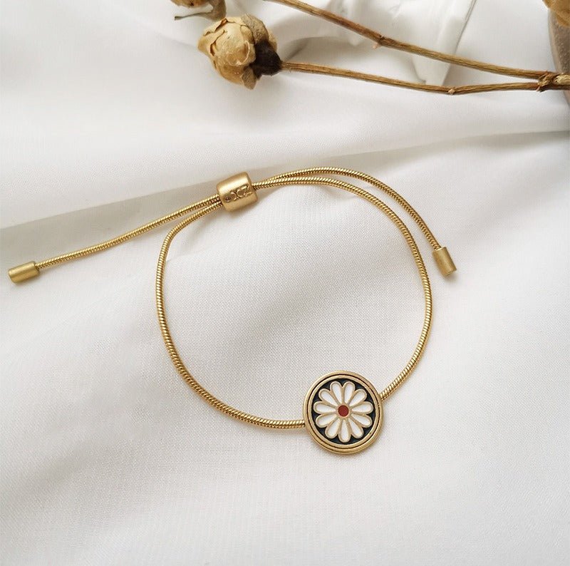 Fransk 18k guldbelagt vintage tusindfryd armbånd - Lilla Villa