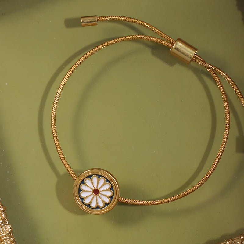 Fransk 18k guldbelagt vintage tusindfryd armbånd - Lilla Villa