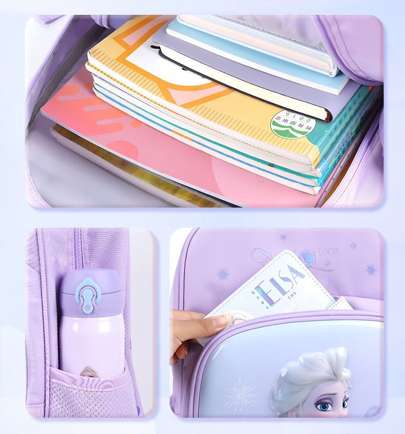Frozen Elsa lilla 3D skoletaske børnerygsæk til piger(40cm x 28cm x 17cm) - Lilla Villa