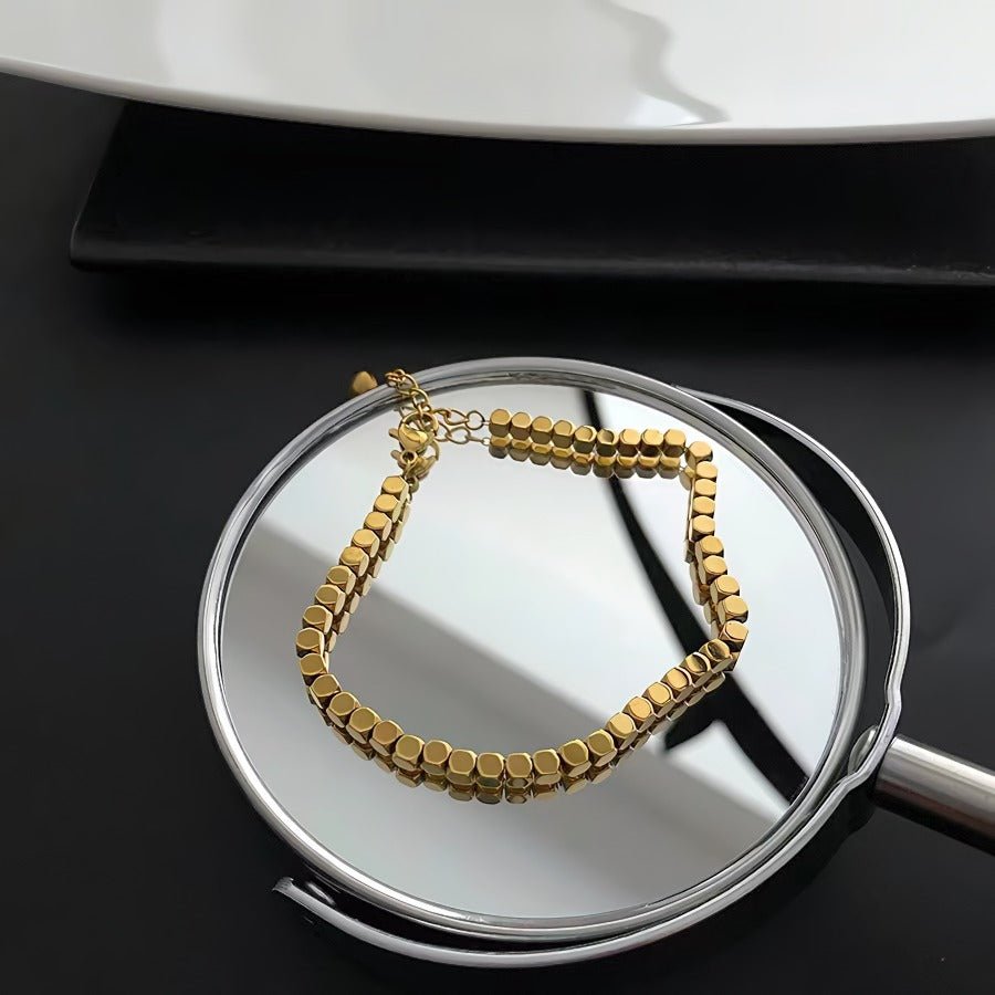 Geometrisk Firkantet Armbånd i 18K Forgyldt Rustfrit Stål – Minimalistisk Design - Lilla Villa