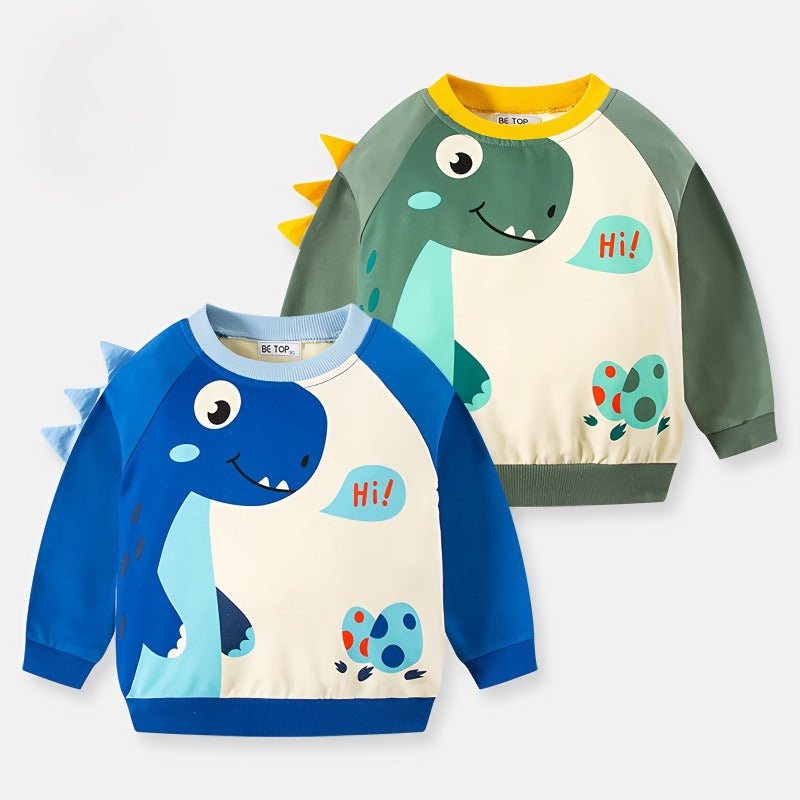 Grøn dinosaur sweatshirt/trøje til drenge(1 - 8år) - Lilla Villa