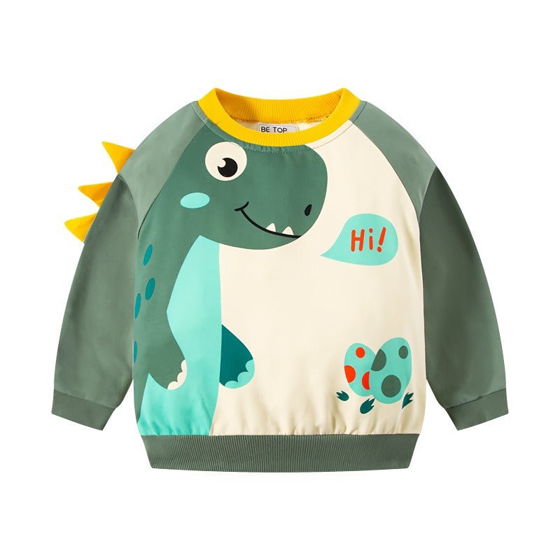 Grøn dinosaur sweatshirt/trøje til drenge(1 - 8år) - Lilla Villa