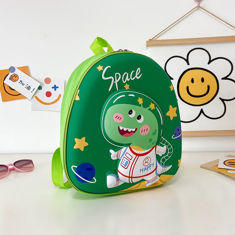Grøn space dinosaur børnetaske(30 cm x 25 cm x 7 cm) - Lilla Villa