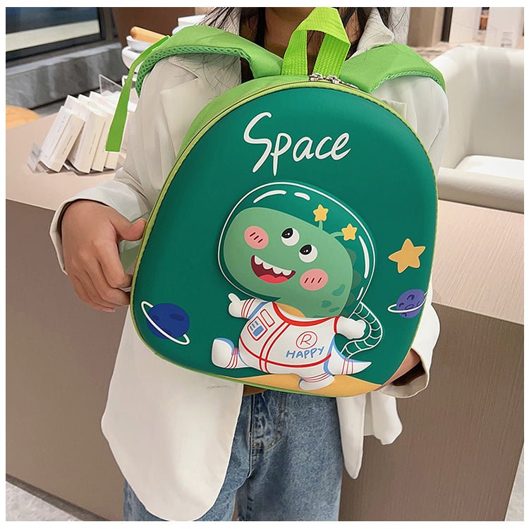 Grøn space dinosaur børnetaske(30 cm x 25 cm x 7 cm) - Lilla Villa