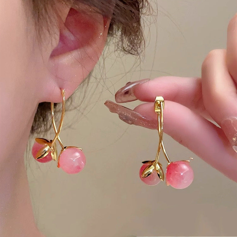 Guldbelagt kirsebær design øreringe