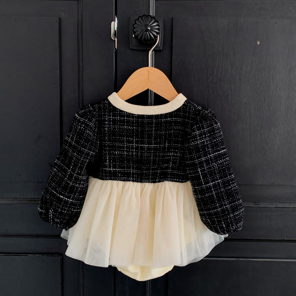 Stilfuld og elegant baby kjole/body med tylskørt (0-18 mdr.)