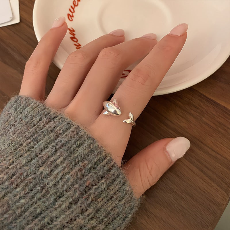 925 Sølv Justerbar Delfin Ring – Sødt og Symbolsk Design