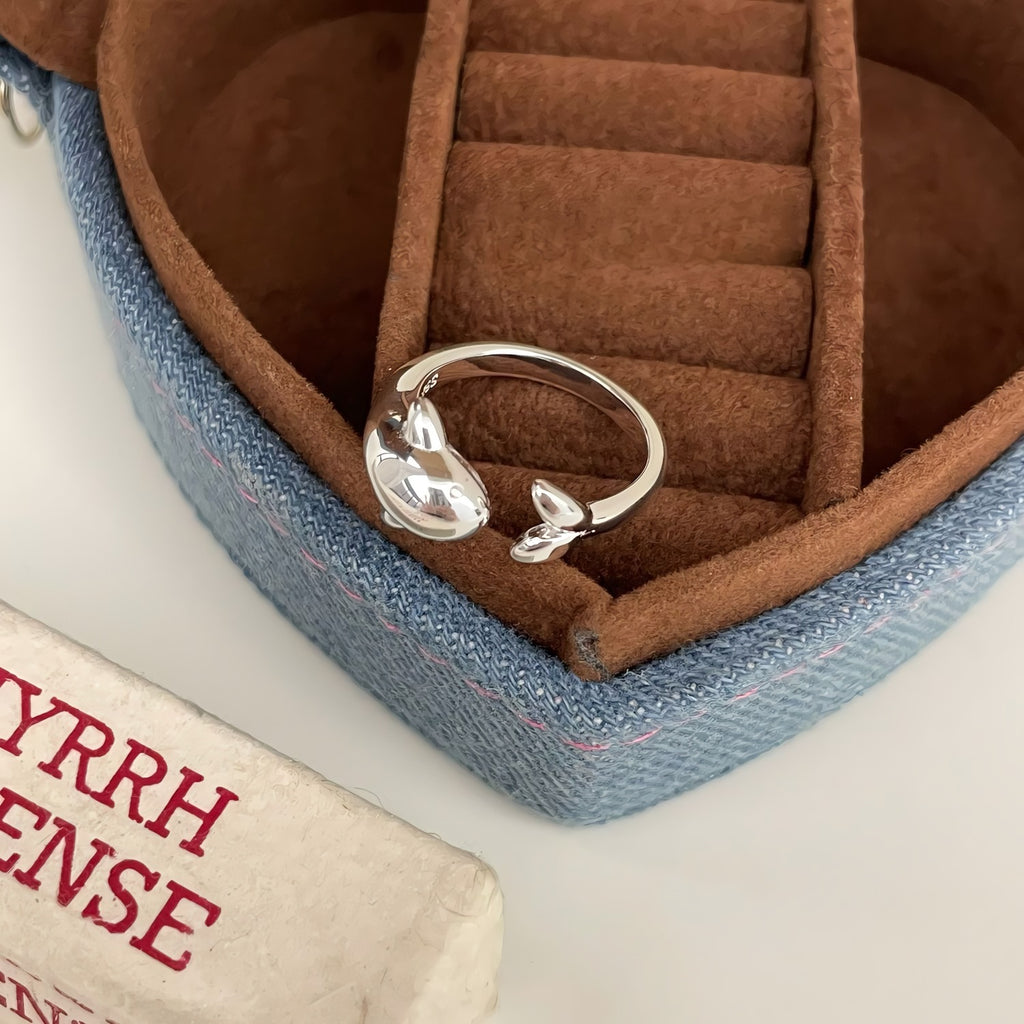 925 Sølv Justerbar Delfin Ring – Sødt og Symbolsk Design