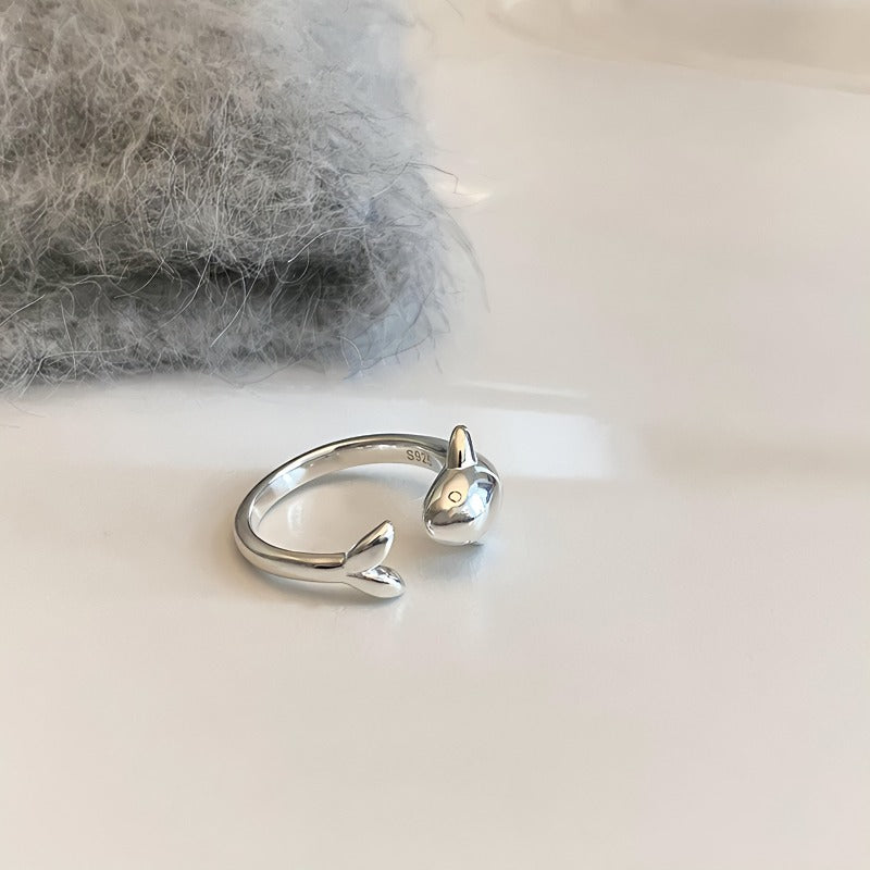 925 Sølv Justerbar Delfin Ring – Sødt og Symbolsk Design
