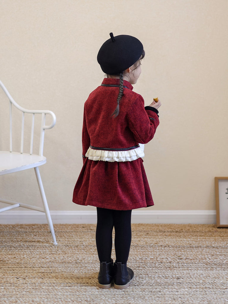 Klassiske elegant rødvin jakkesæt til piger(1 - 12år) - Lilla Villa