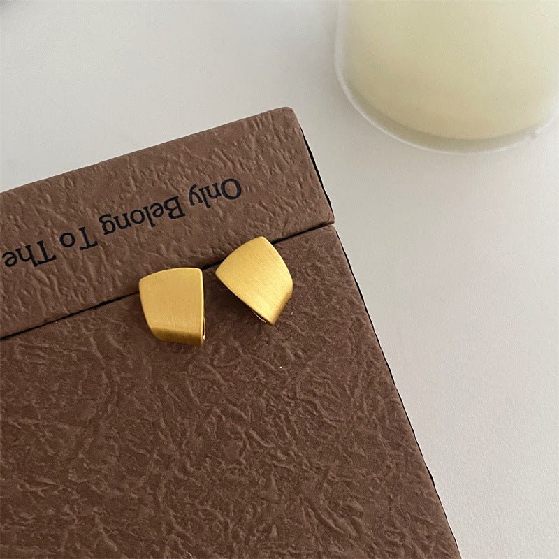 Mat Forgyldte Geometriske Øreringe – 14K Forgyldt & S925 Sølvnål - Lilla Villa