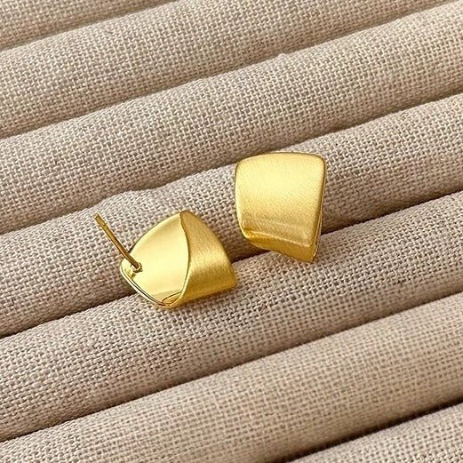 Mat Forgyldte Geometriske Øreringe – 14K Forgyldt & S925 Sølvnål - Lilla Villa