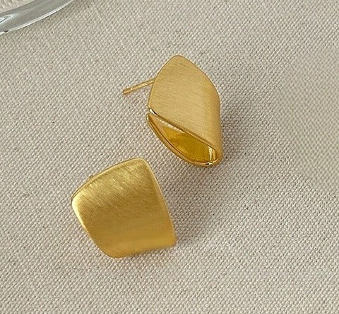 Mat Forgyldte Geometriske Øreringe – 14K Forgyldt & S925 Sølvnål - Lilla Villa