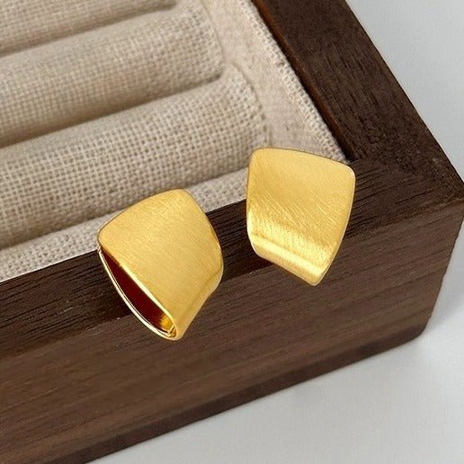 Mat Forgyldte Geometriske Øreringe – 14K Forgyldt & S925 Sølvnål - Lilla Villa