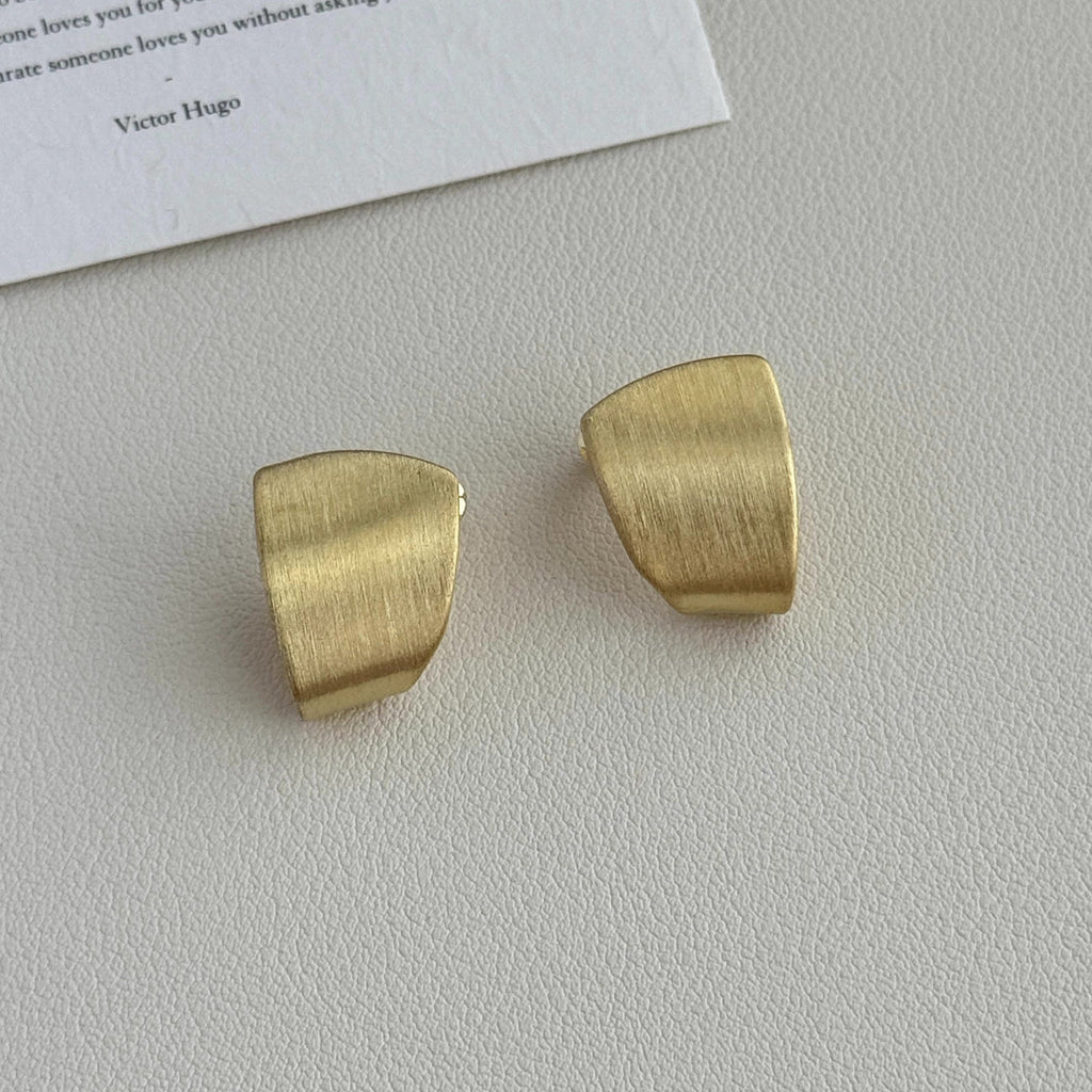 Mat Forgyldte Geometriske Øreringe – 14K Forgyldt & S925 Sølvnål - Lilla Villa