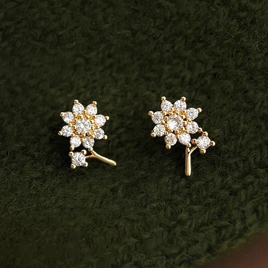 Mini Blomster Øreringe – 14K Forgyldt Design med S925 Sølvnål - Lilla Villa