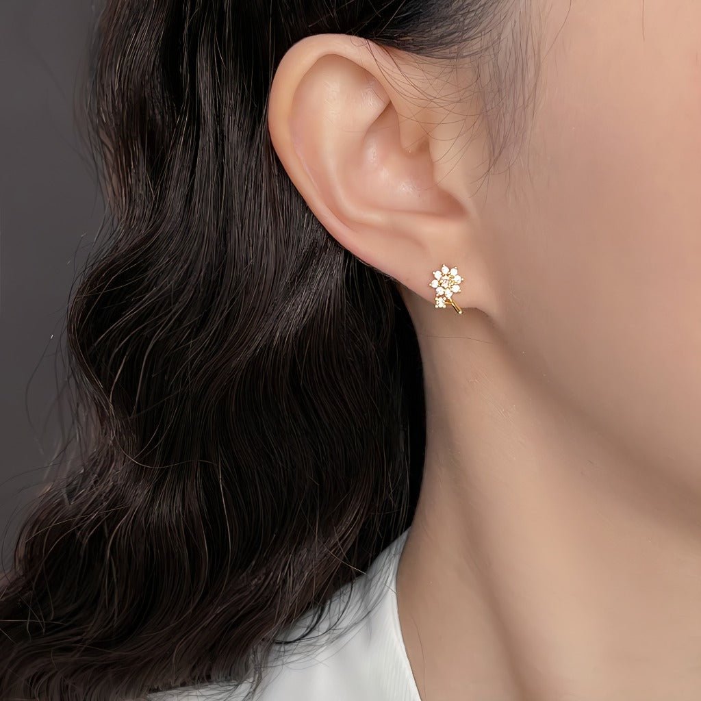 Mini Blomster Øreringe – 14K Forgyldt Design med S925 Sølvnål - Lilla Villa