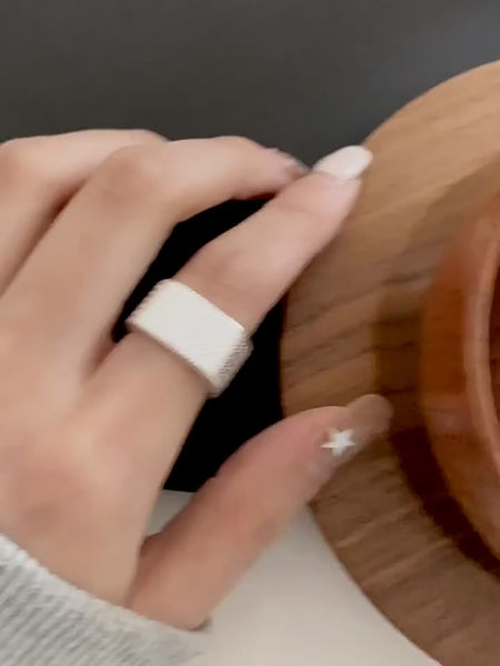 S925 Sølvbelagt Justerbar Struktur Ring