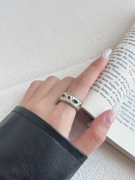 S925 Sterlingsølv justerbar Åben Ring – Vintage Italiensk Design