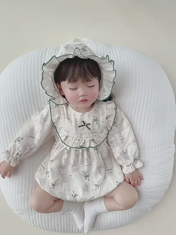 Smuk beige baby body med langærmet og Hat(0-18 mdr.)