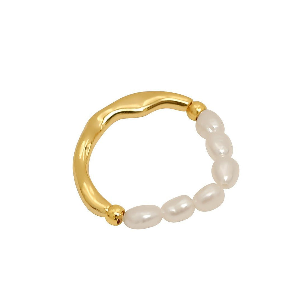 Ring med Ferskvandsperler og 16K Forgyldning – Elegant og Organisk Design - Lilla Villa