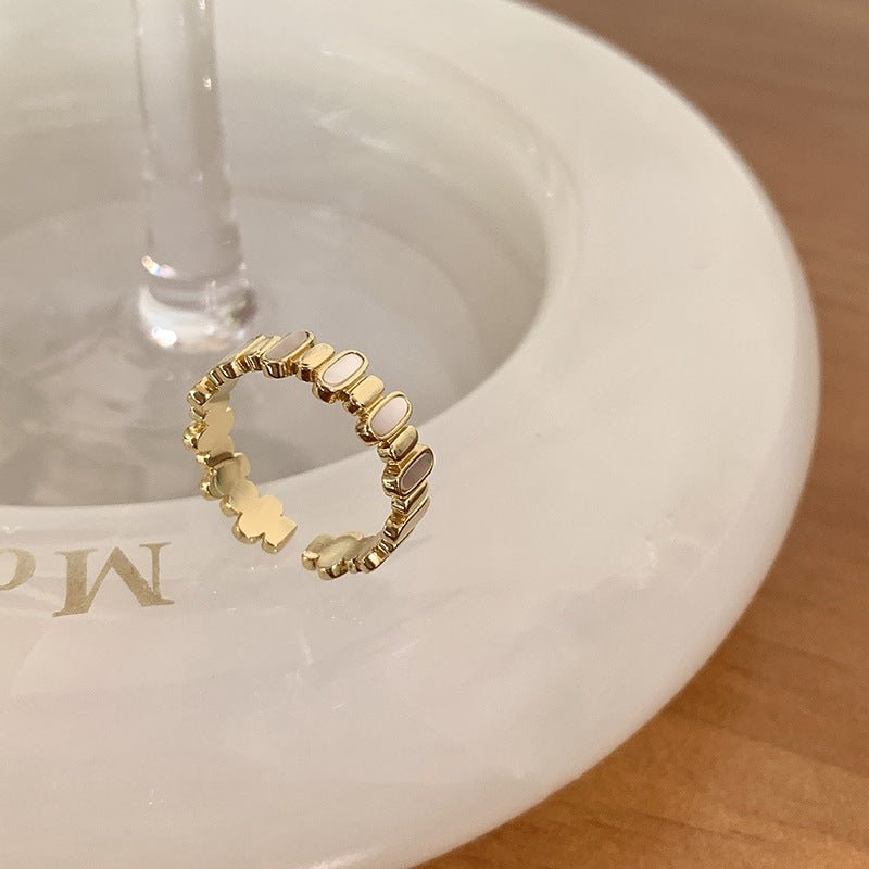 S925 sølv forgyldt dryppende glasur åben ring - Lilla Villa