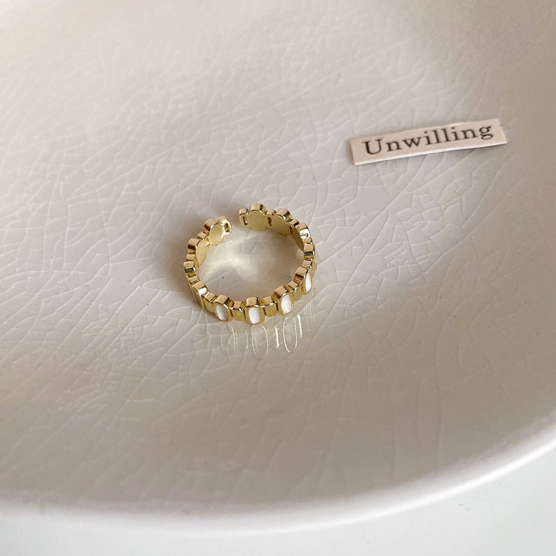 S925 sølv forgyldt dryppende glasur åben ring - Lilla Villa