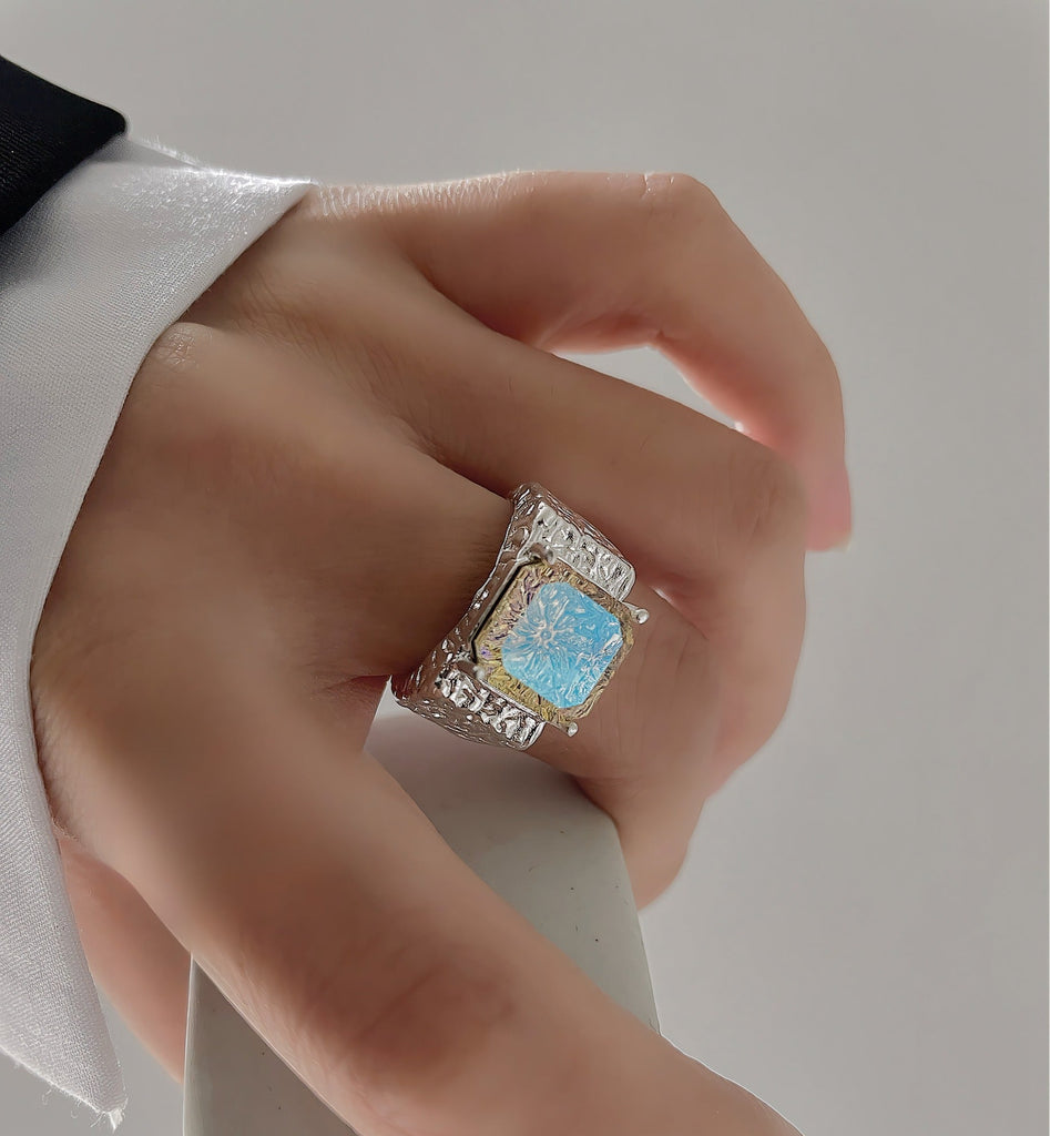 S925 sølv hofstil vintage mode åben ring - Lilla Villa